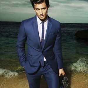 Express Photographer Navy Blue Fitted Suit